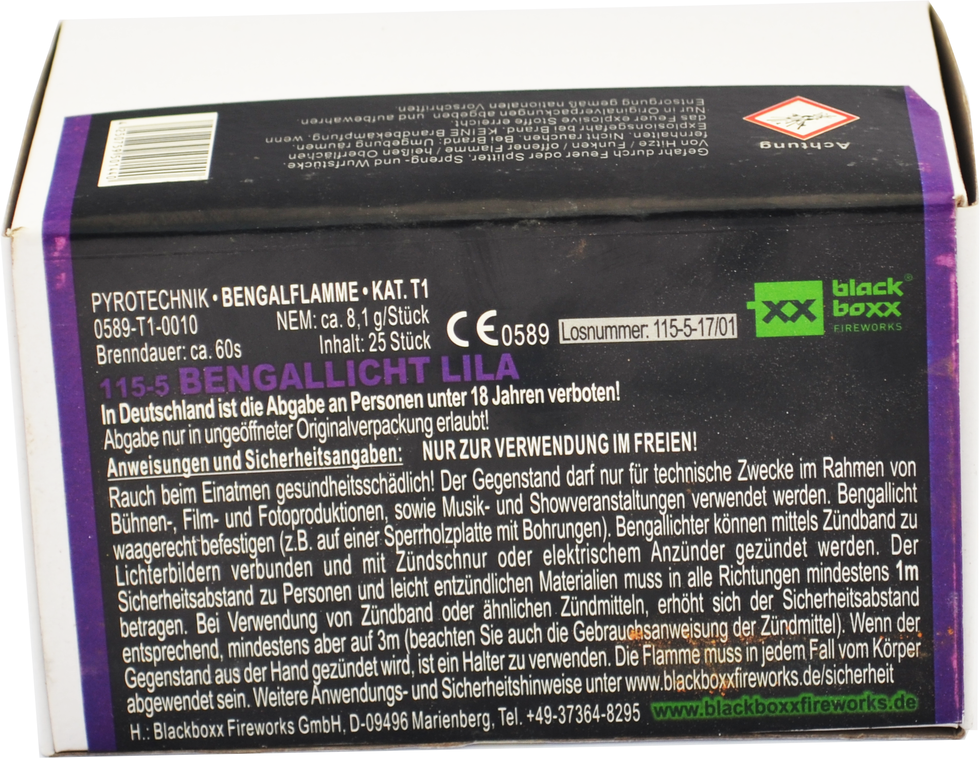 Blackboxx | Bengallicht | Lila Lichterbild