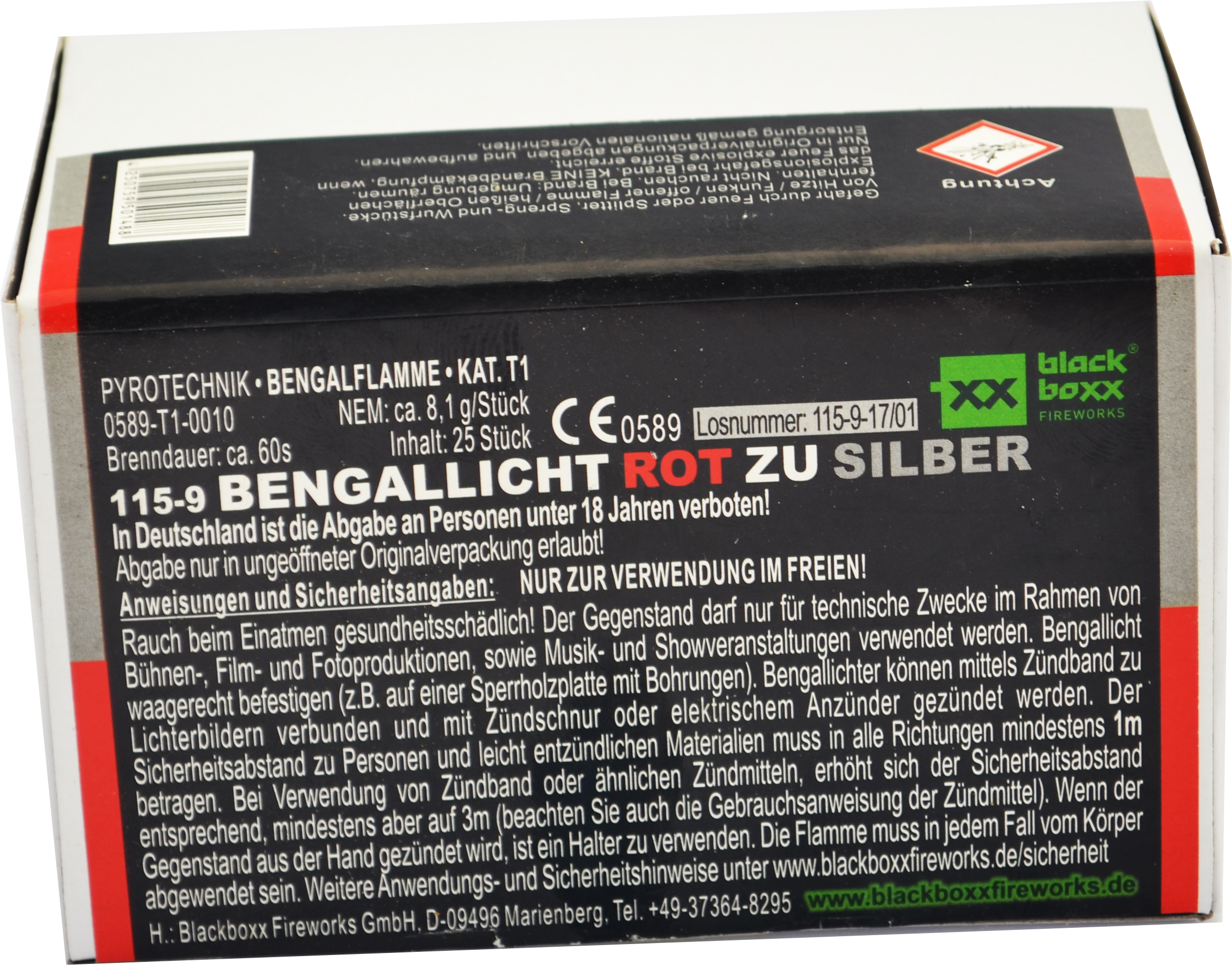 Blackboxx | Bengallicht | Rot zu Silber Lichterbild