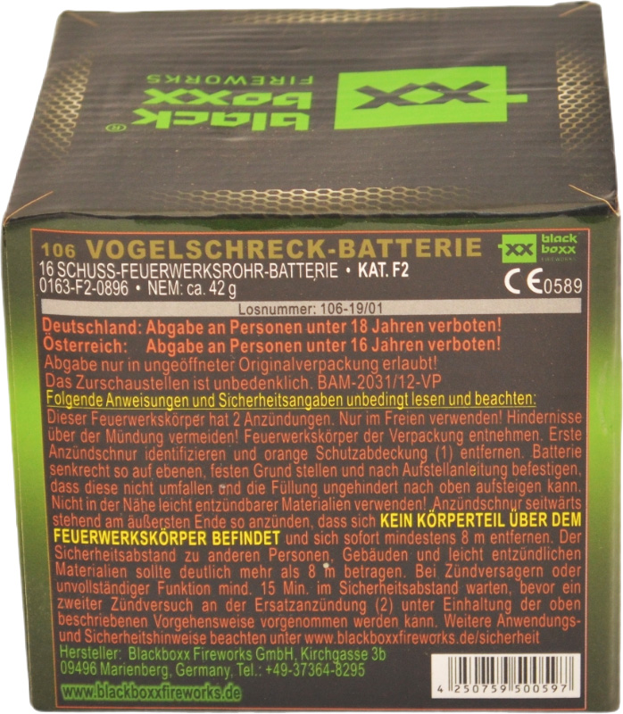 Blackboxx | Vogelschreck Batterie | 16-Schuss