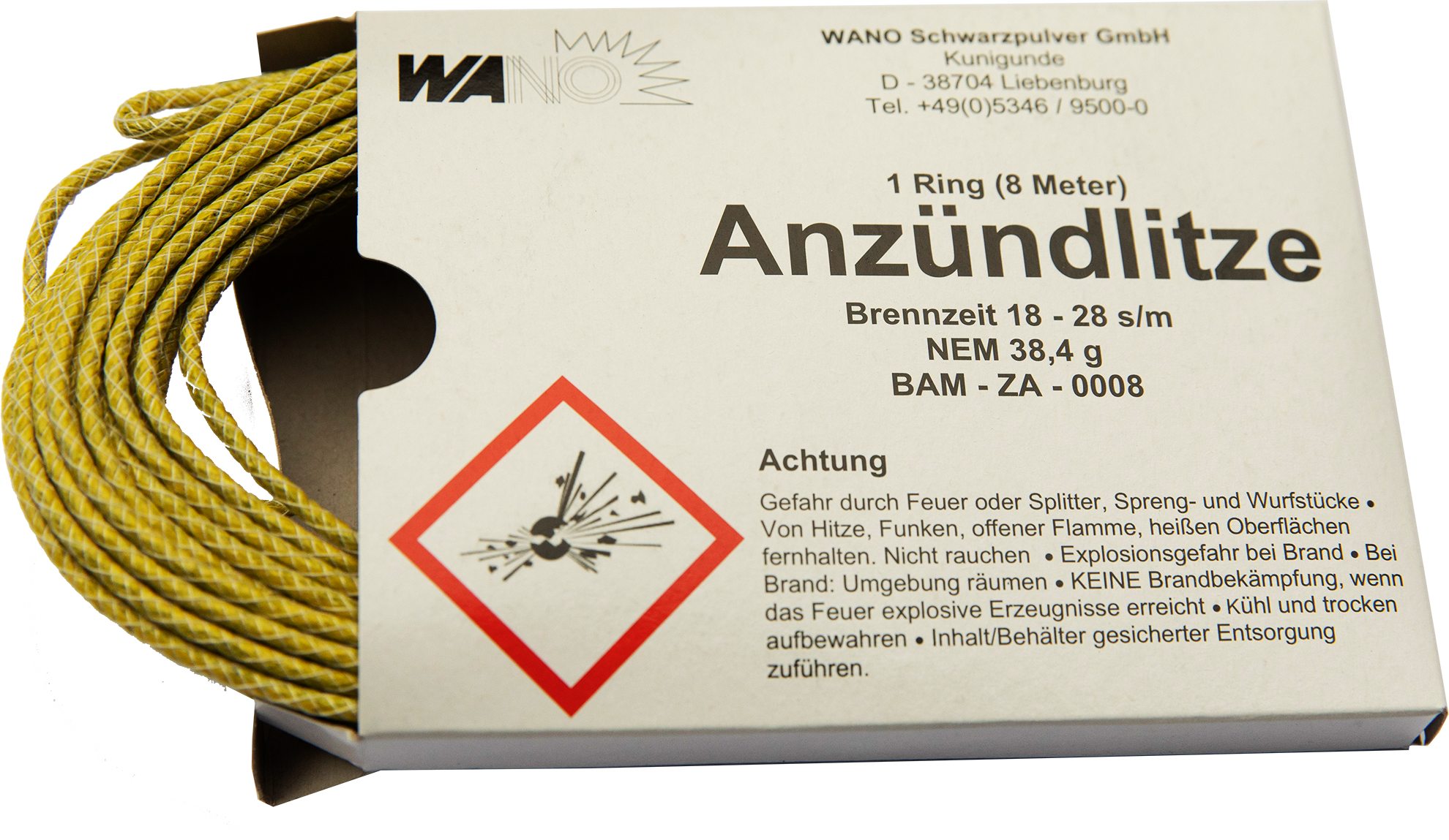 WANO | Anzündlitze | Gelb | 8 Meter
